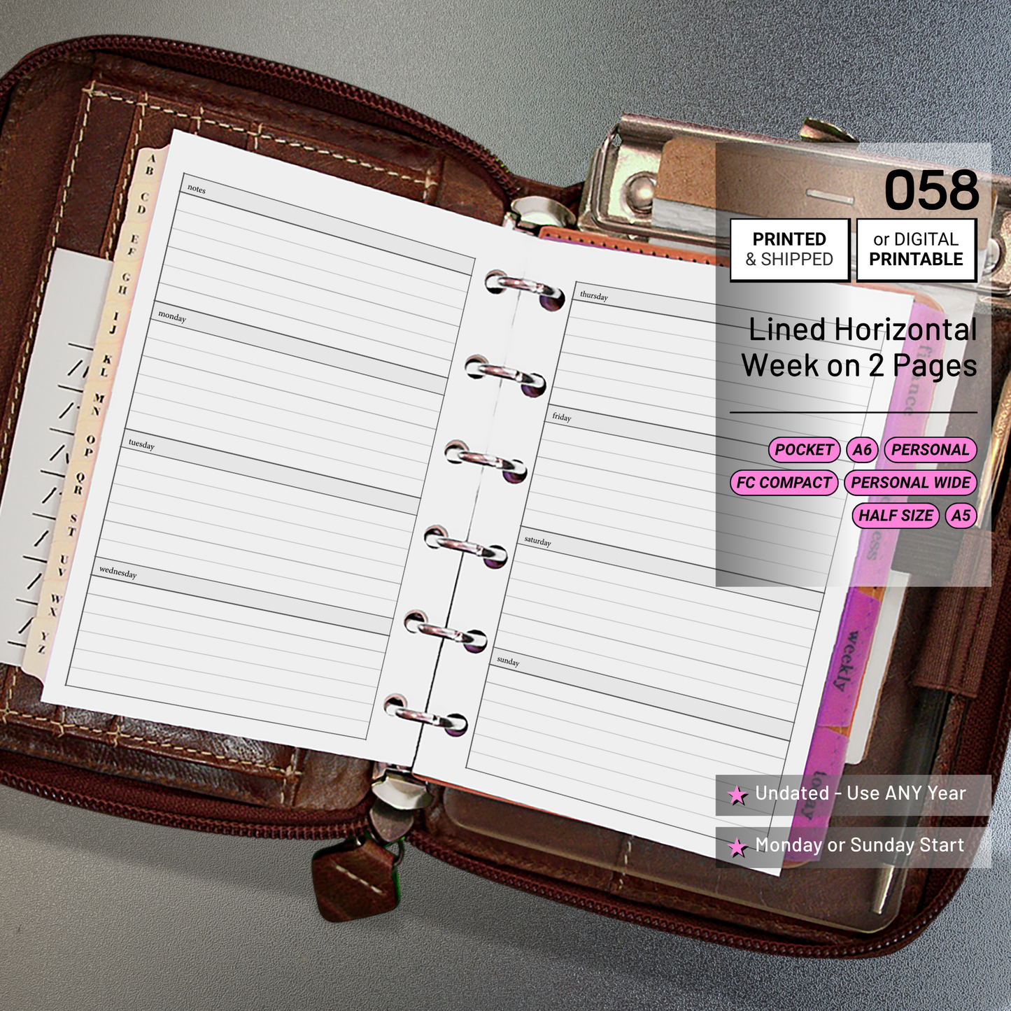 058: Horizontal Lined Weekly Wo2P