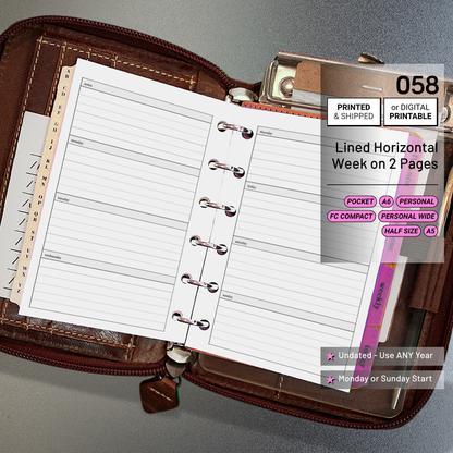 058: Horizontal Lined Weekly Wo2P