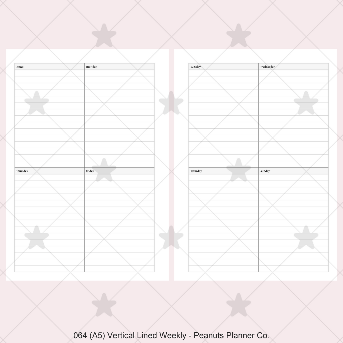 064: Vertical Lined Weekly Wo2P