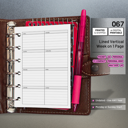 067: Vertical Lined Weekly Wo1P