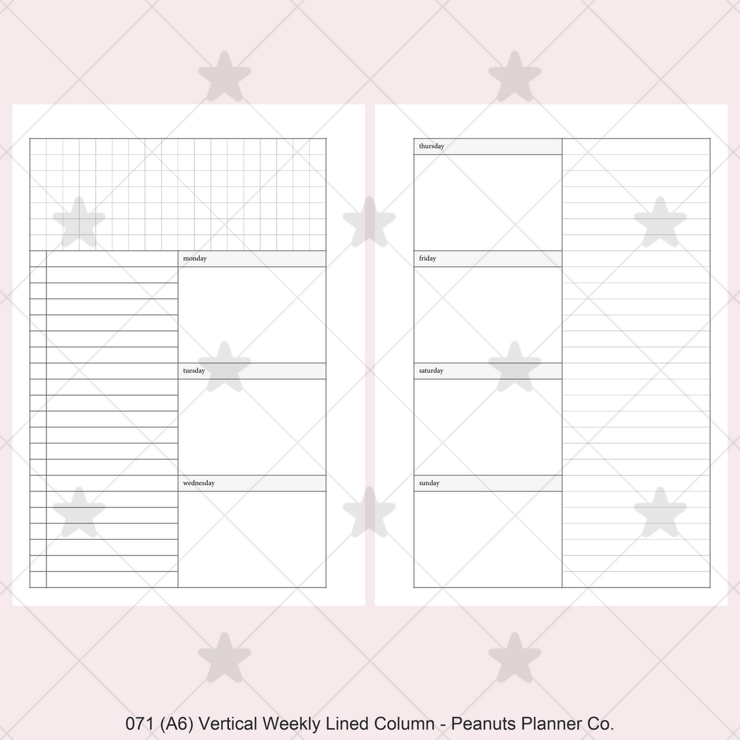 071: Vertical Weekly Lined Column Wo2P