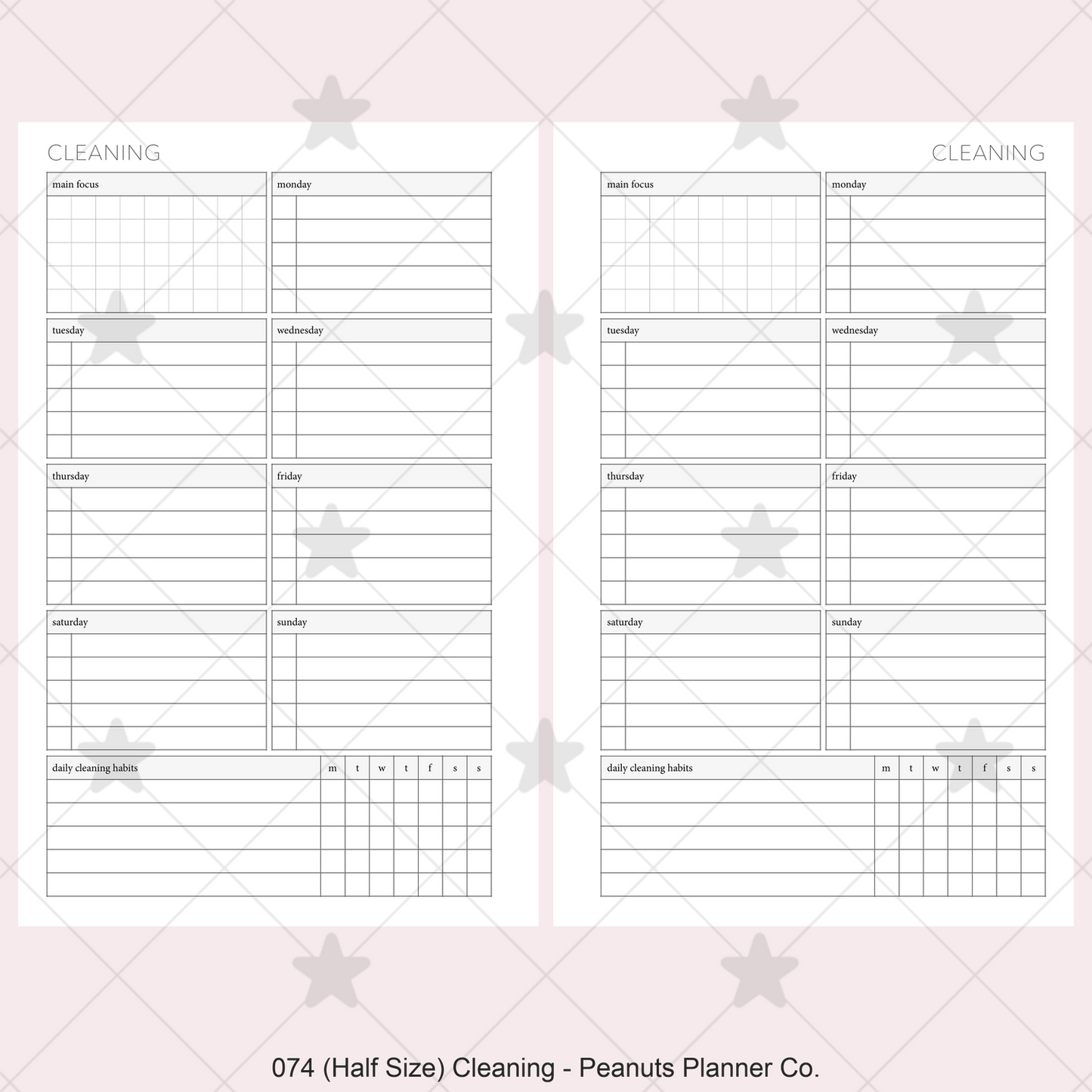 074: Weekly Cleaning Plan w/ Tracker
