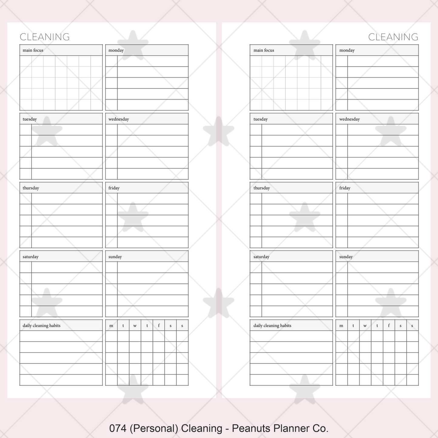 074: Weekly Cleaning Plan w/ Tracker
