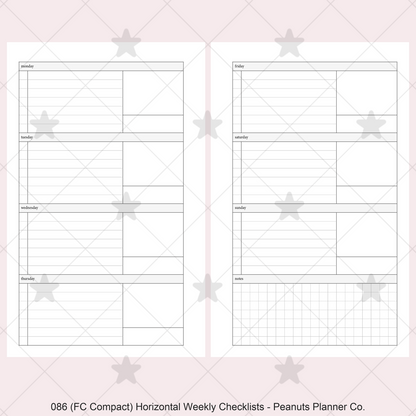 086: Horizontal Weekly Checklist Wo2P