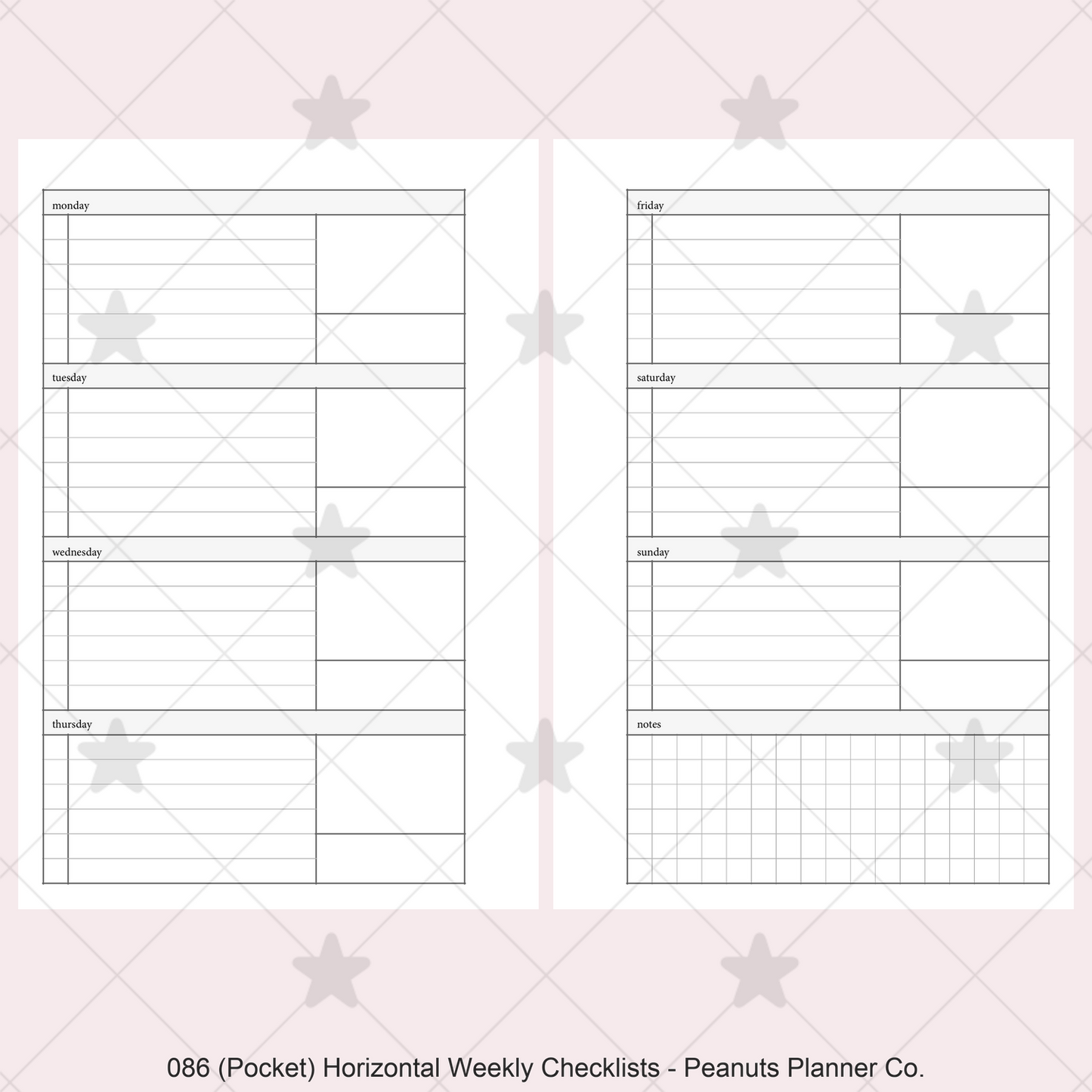 086: Horizontal Weekly Checklist Wo2P