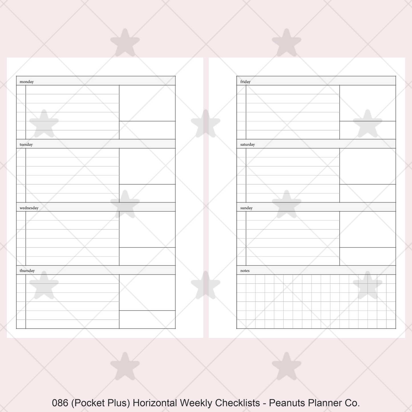 086: Horizontal Weekly Checklist Wo2P