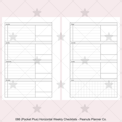 086: Horizontal Weekly Checklist Wo2P