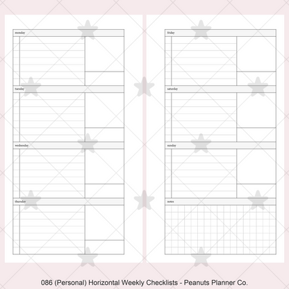 086: Horizontal Weekly Checklist Wo2P