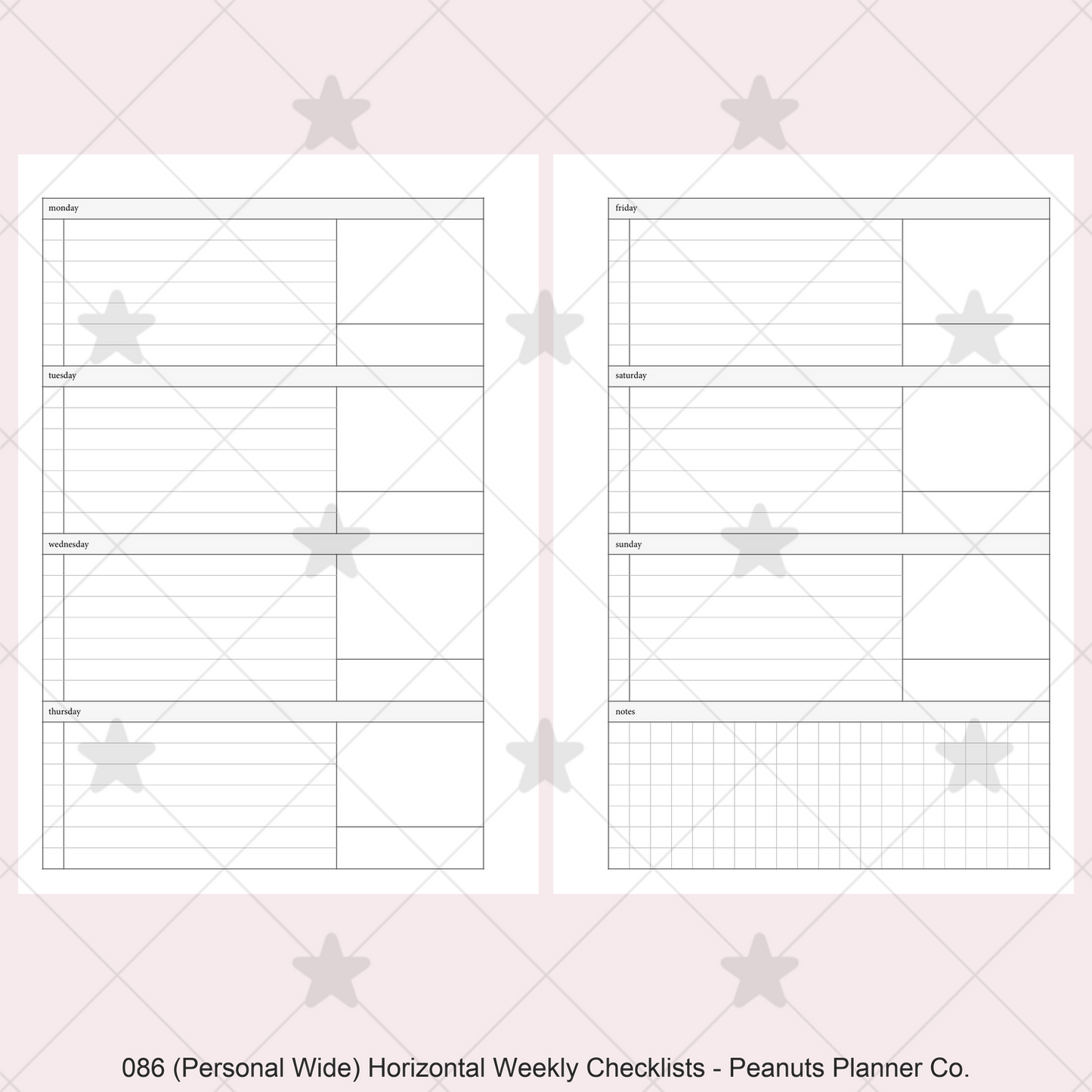 086: Horizontal Weekly Checklist Wo2P