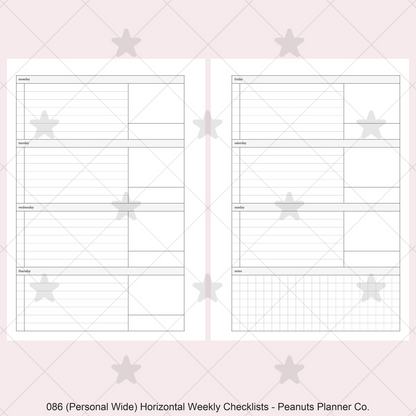 086: Horizontal Weekly Checklist Wo2P