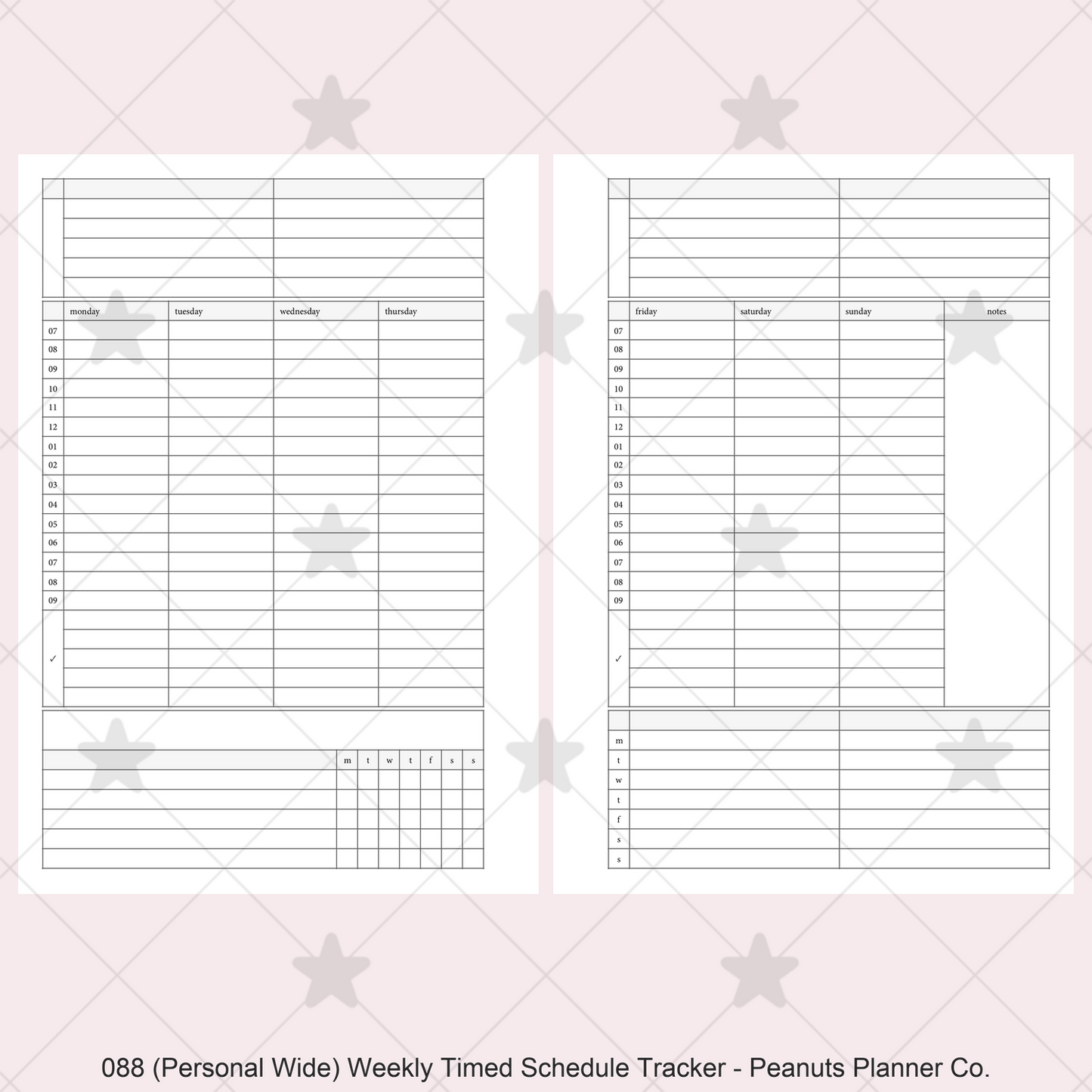 088: Weekly Timed Schedule w/ Categories & Tracker Wo2P