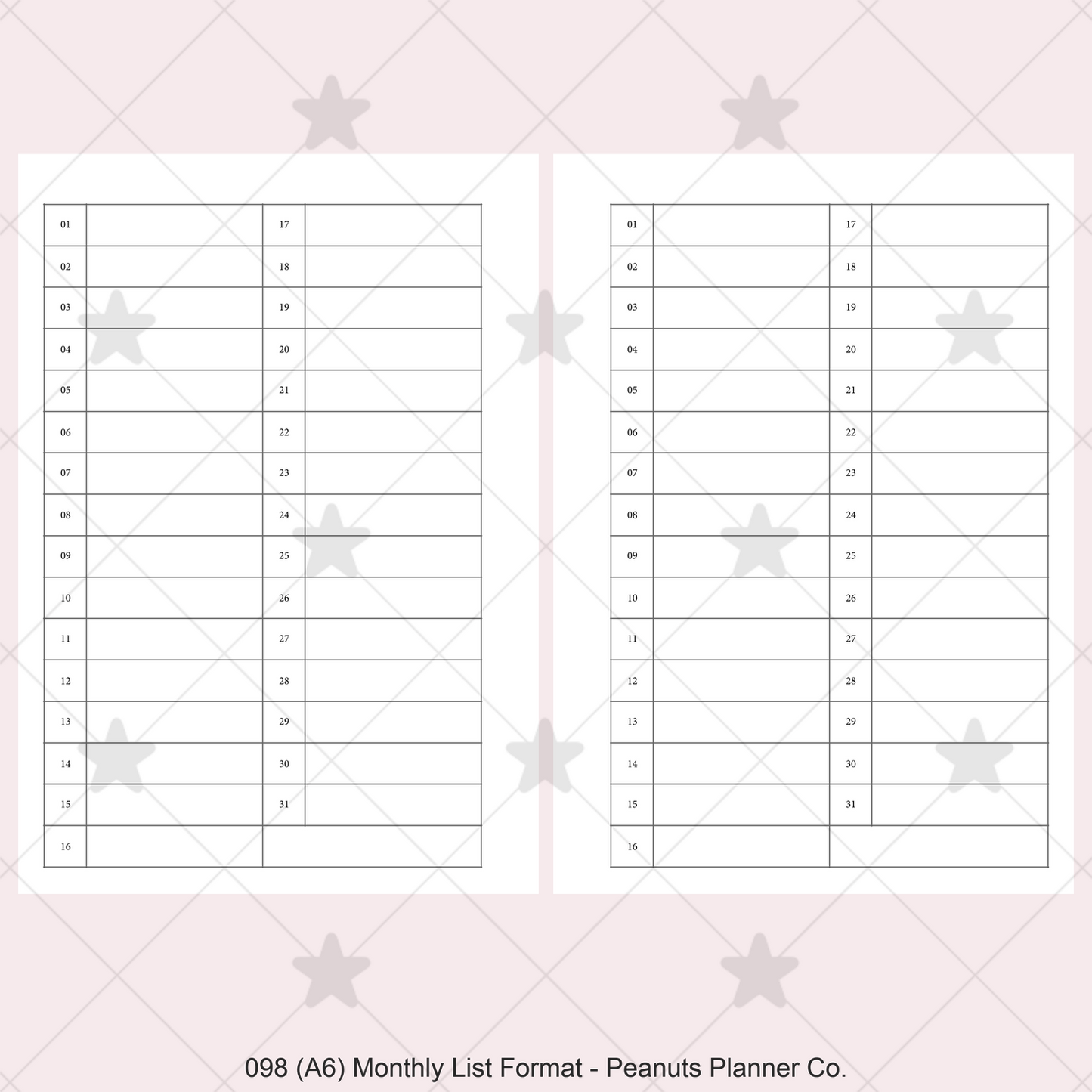 098: Monthly List Format Mo1P