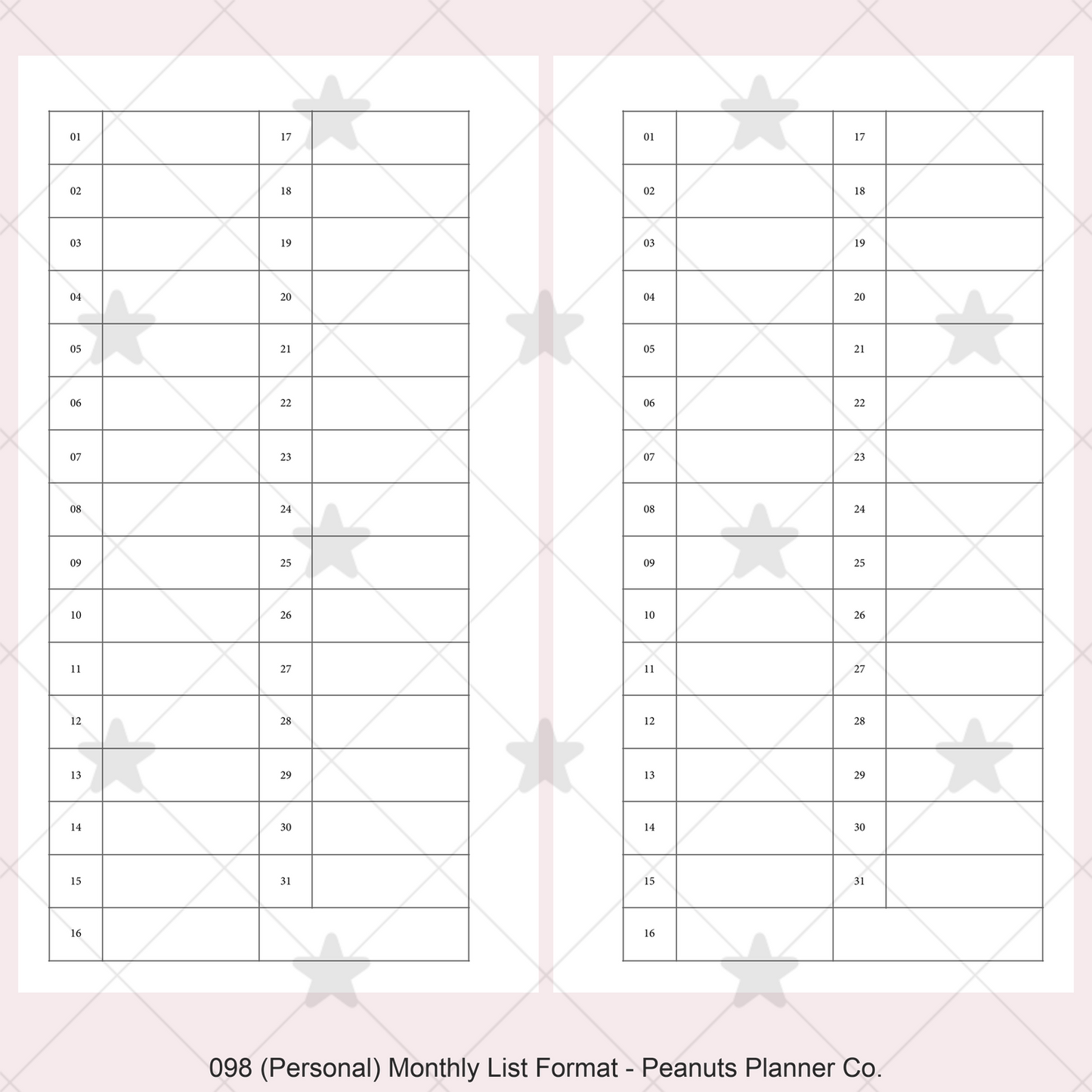 098: Monthly List Format Mo1P