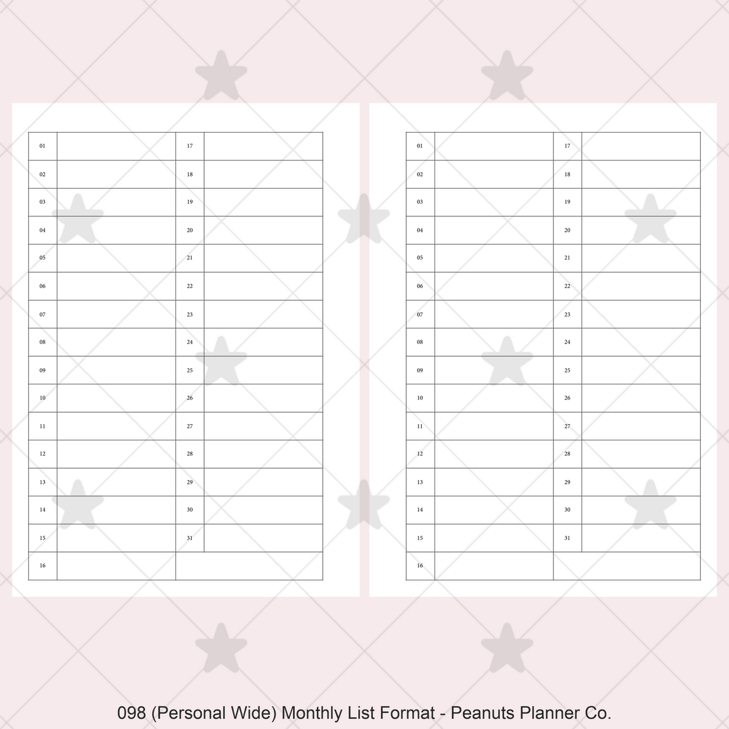 098: Monthly List Format Mo1P