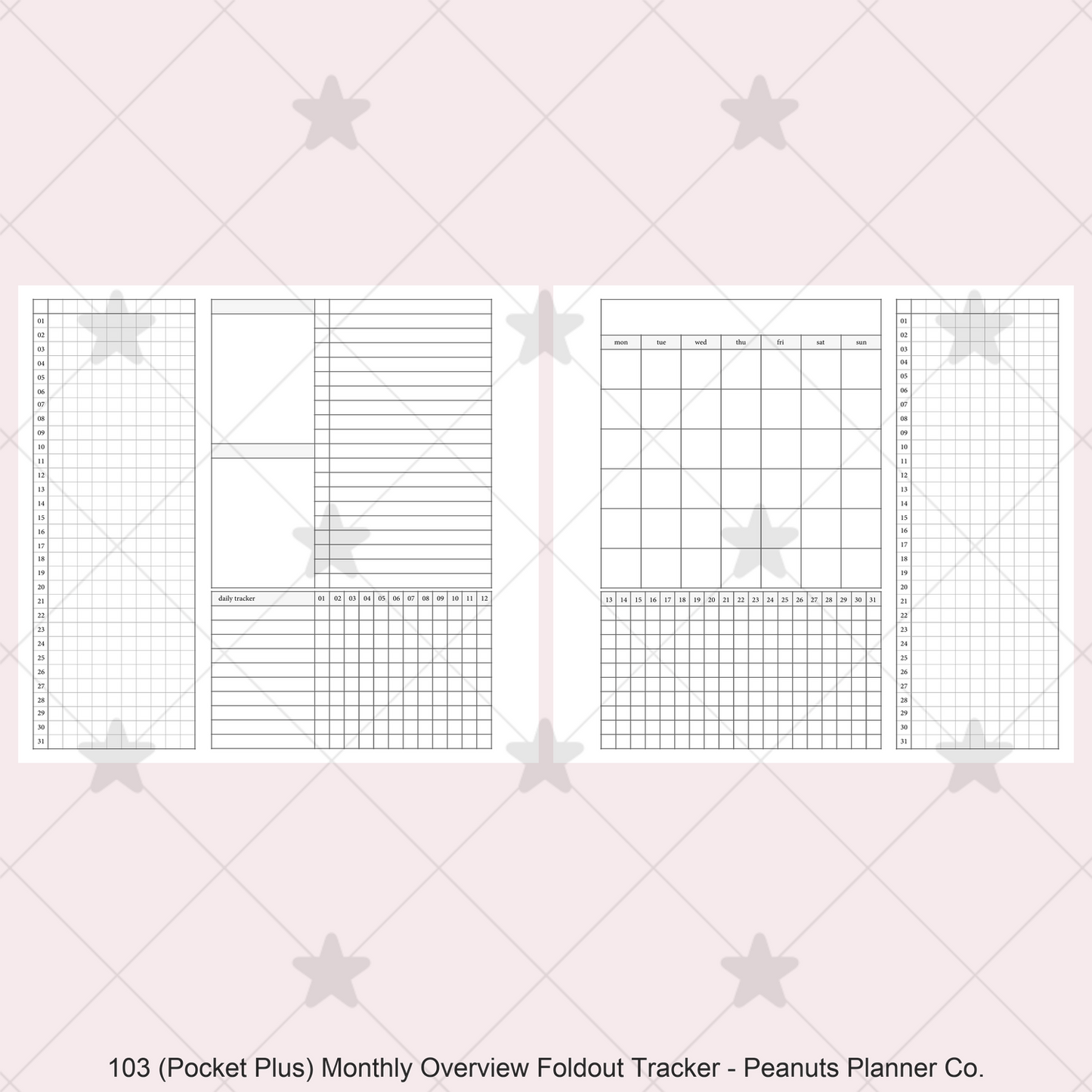 103: Monthly Overview Foldout w/ Tracker Mo2P