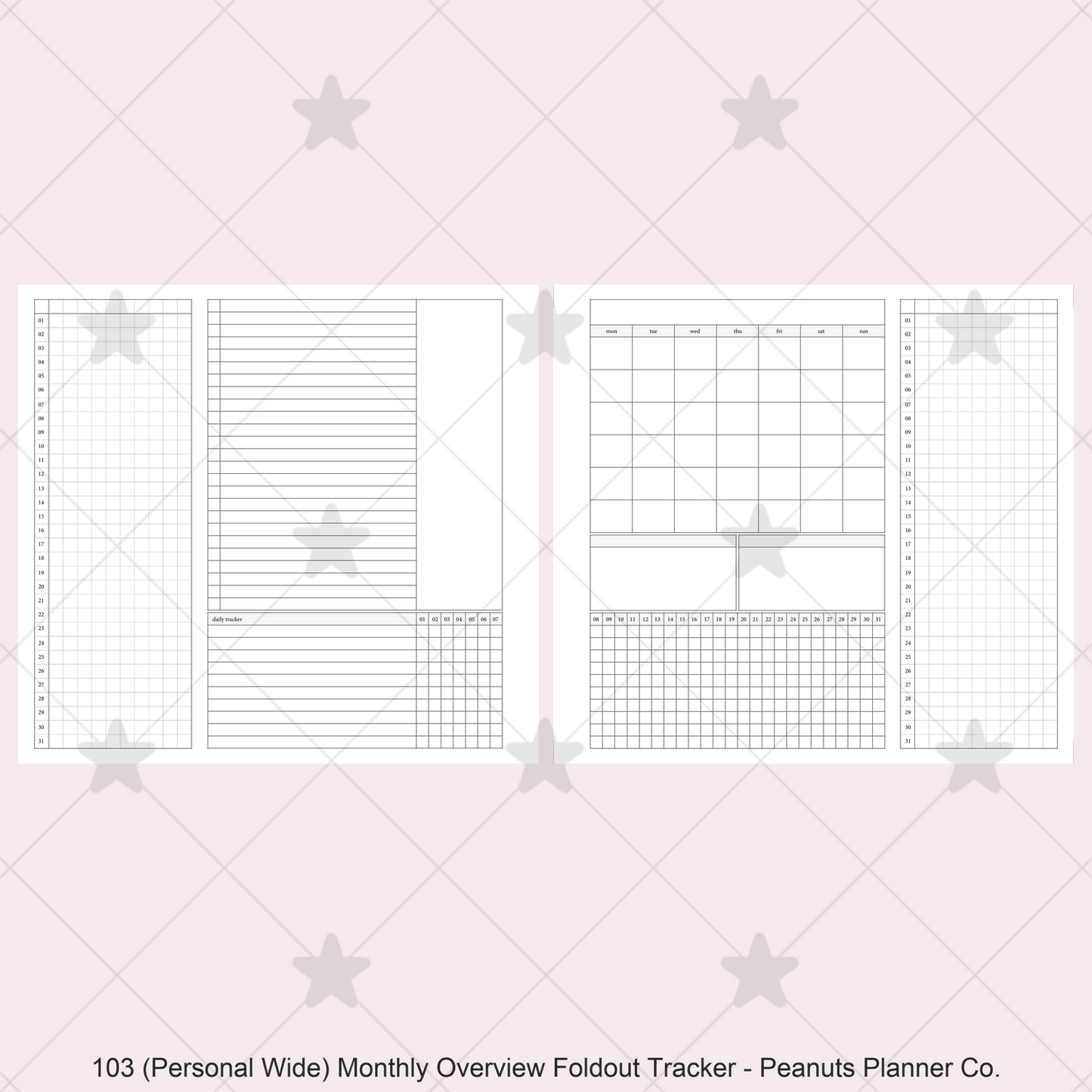 103: Monthly Overview Foldout w/ Tracker Mo2P