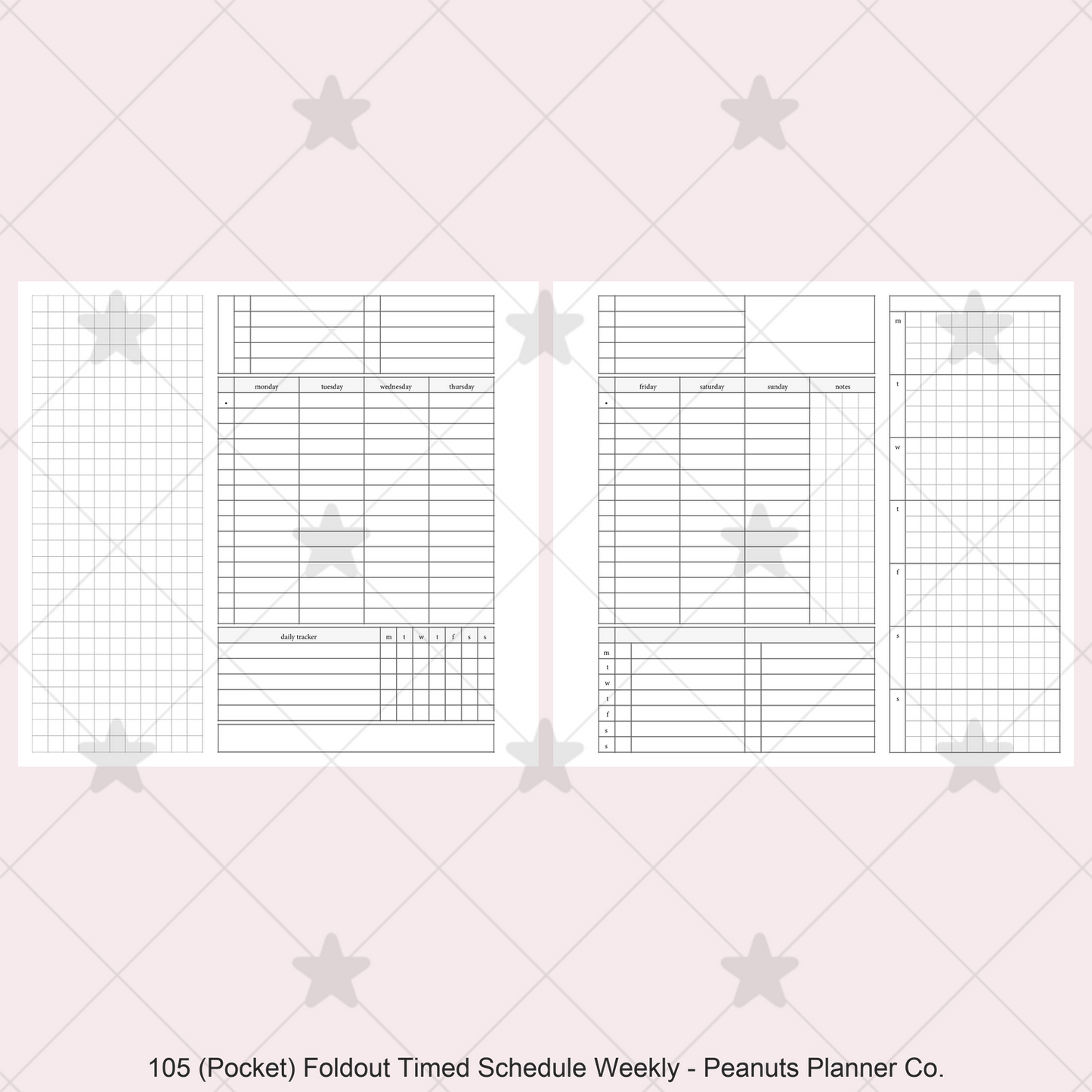 105: Foldout Timed Schedule Weekly Categories w/ Tracker Wo2P