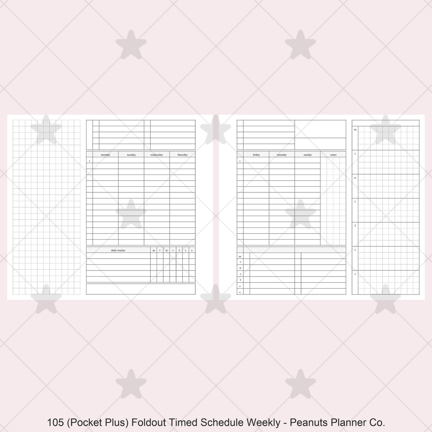 105: Foldout Timed Schedule Weekly Categories w/ Tracker Wo2P