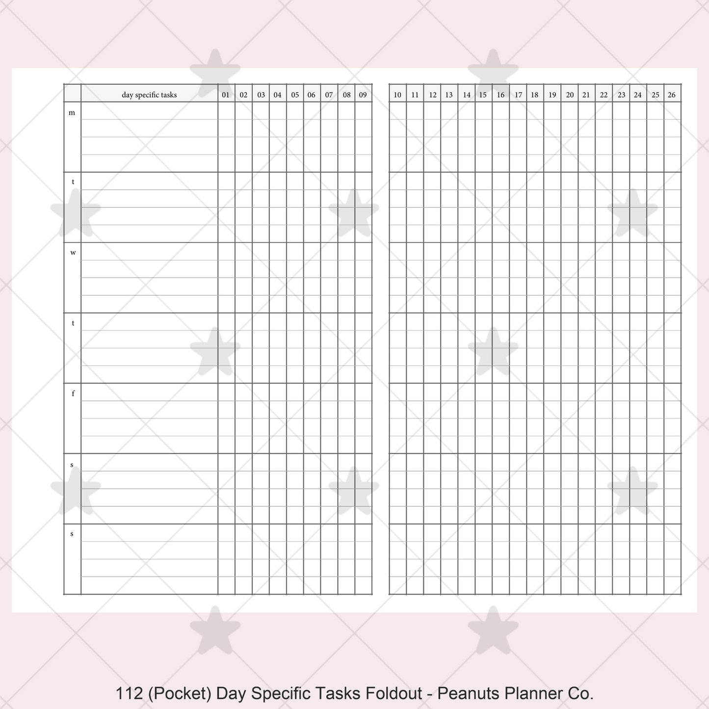 112: Day Specific Tasks Foldout