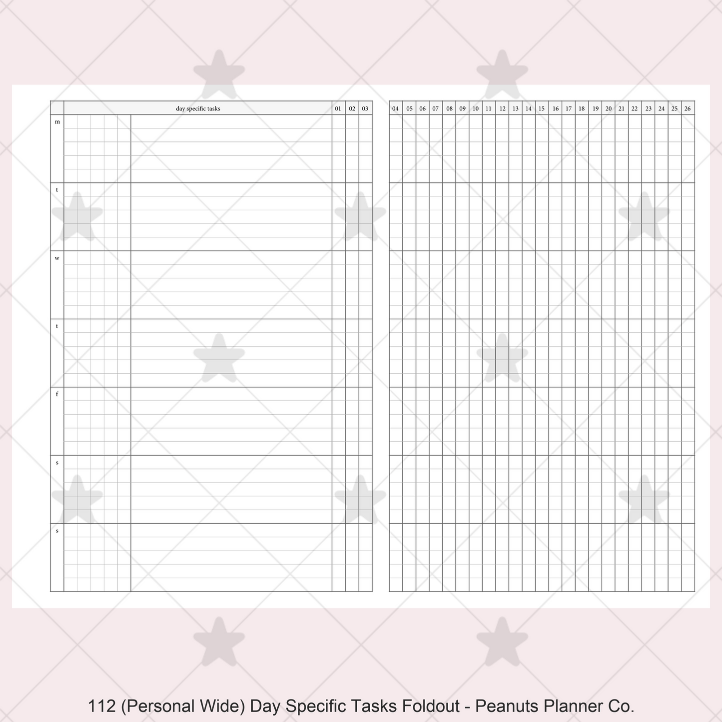 112: Day Specific Tasks Foldout
