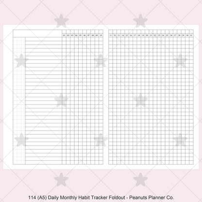 114: Daily Monthly Habit Tracker Foldout
