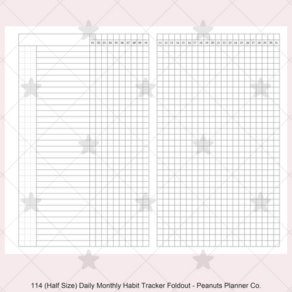 114: Daily Monthly Habit Tracker Foldout