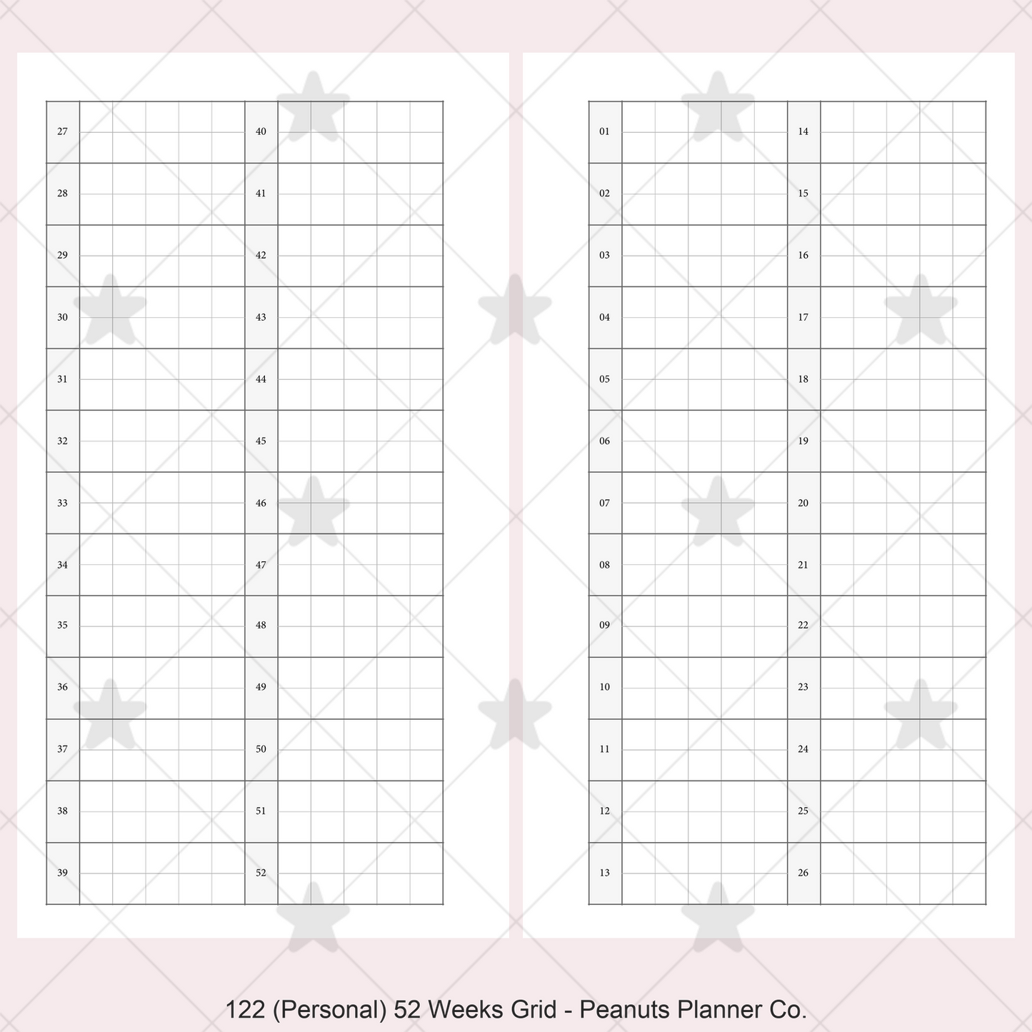 122: 52 Weeks Grid