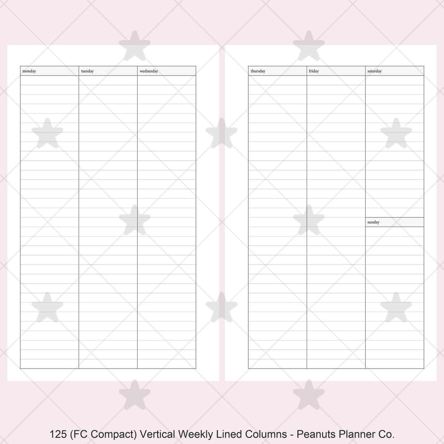 125: Vertical Weekly Lined Columns Wo2P