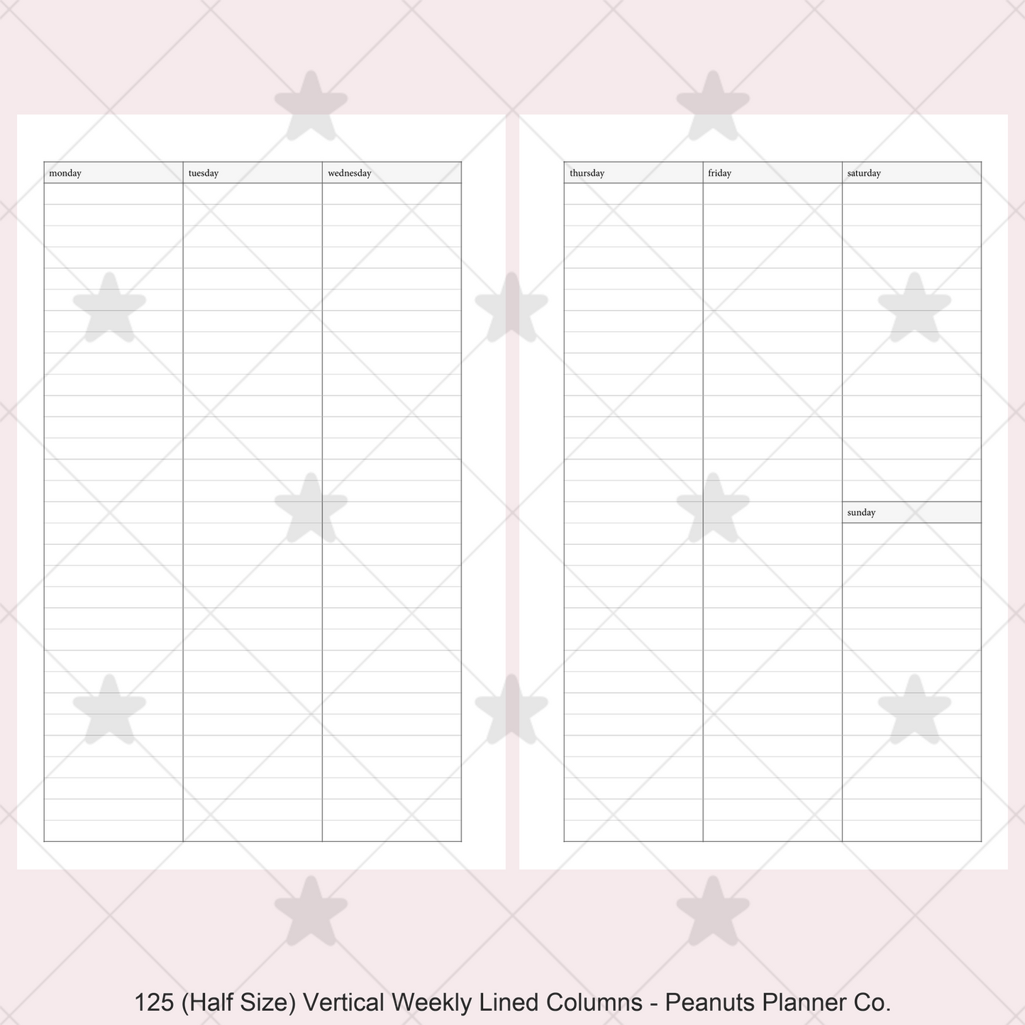 125: Vertical Weekly Lined Columns Wo2P
