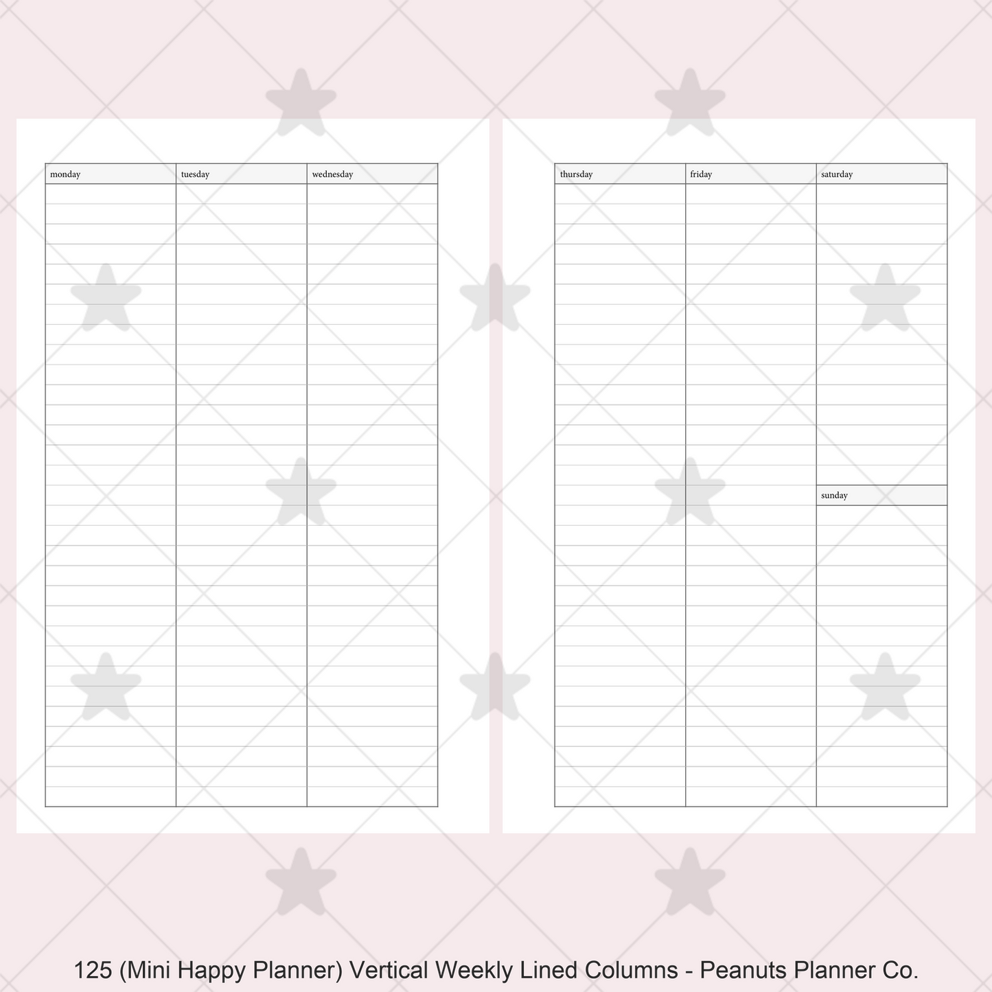125: Vertical Weekly Lined Columns Wo2P