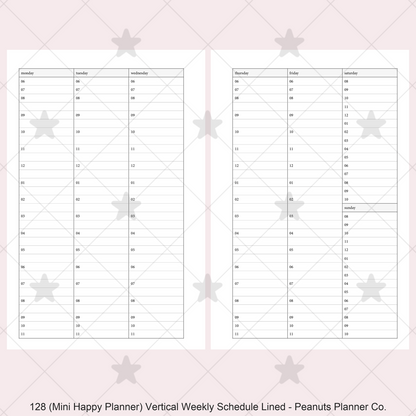 128: Vertical Weekly Timed Schedule Lined Columns Wo2P
