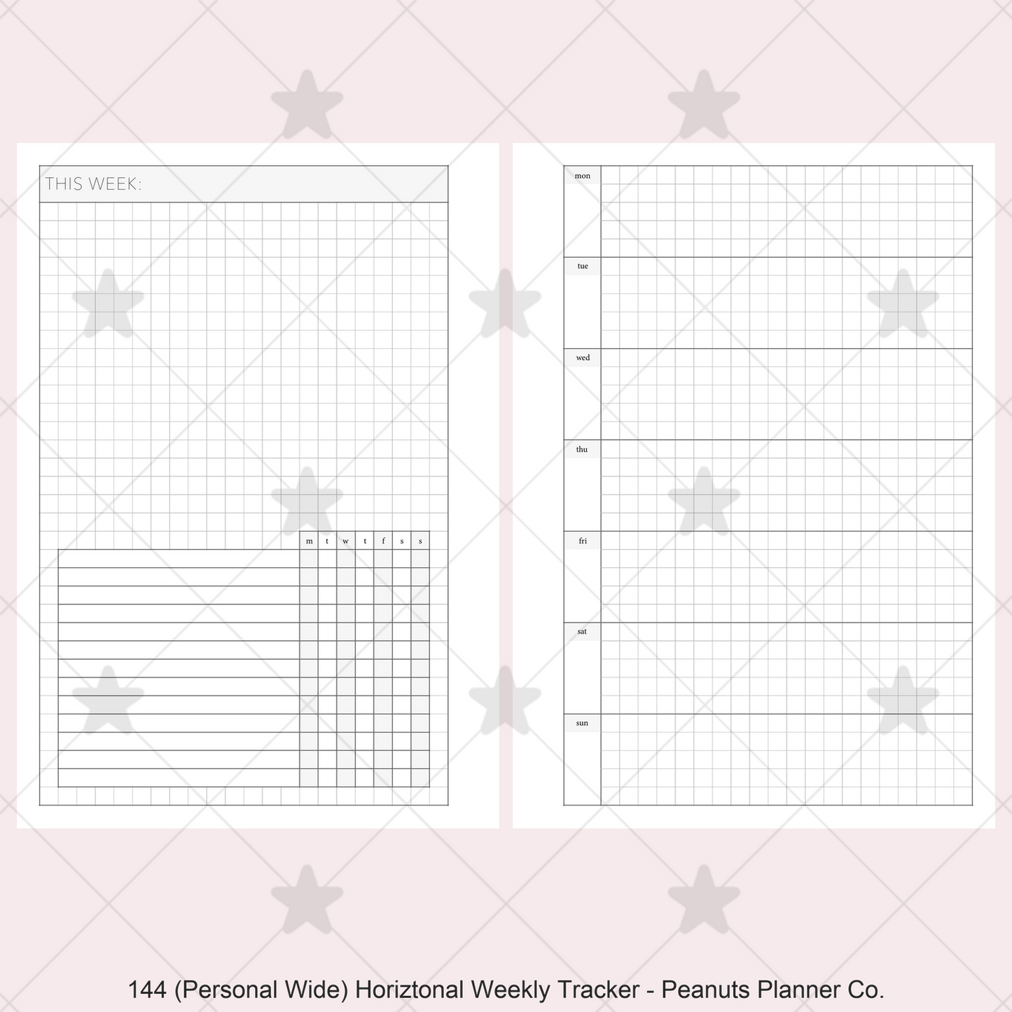 144: Horizontal Grid Weekly w/ Daily Habit Tracker Wo1P Wo2P
