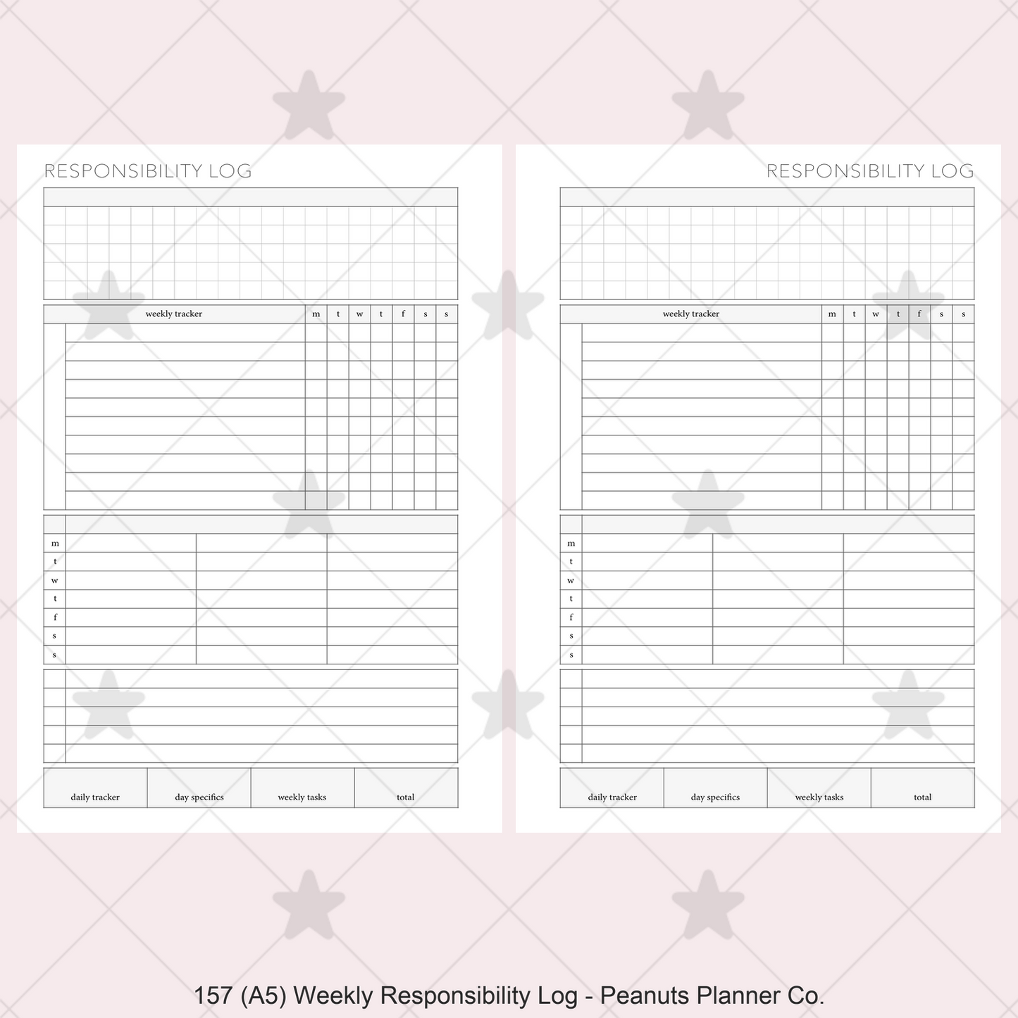 157: Weekly Responsibility Log Children Kids Chores Allowance Tracker Wo1P