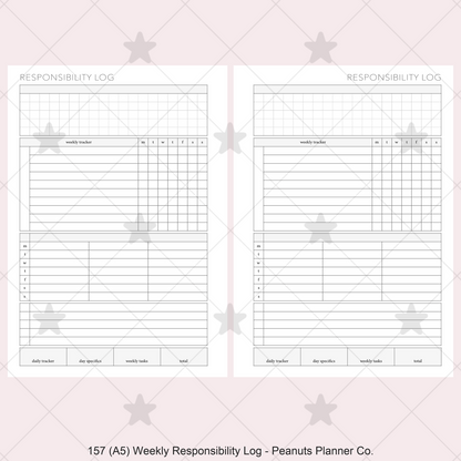 157: Weekly Responsibility Log Children Kids Chores Allowance Tracker Wo1P
