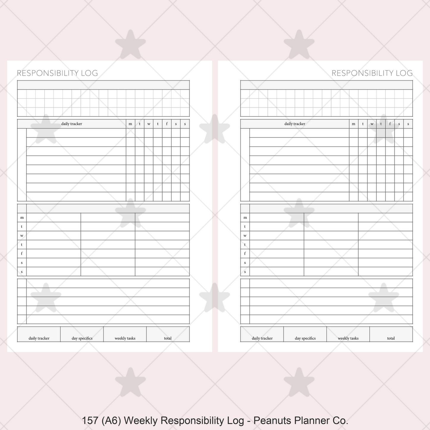 157: Weekly Responsibility Log Children Kids Chores Allowance Tracker Wo1P