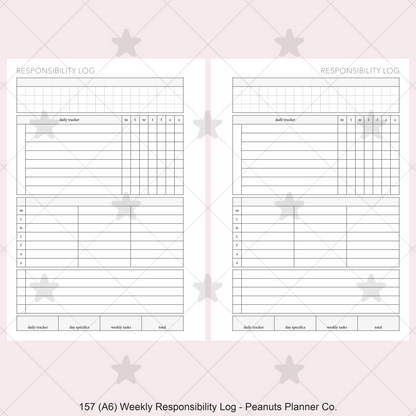 157: Weekly Responsibility Log Children Kids Chores Allowance Tracker Wo1P