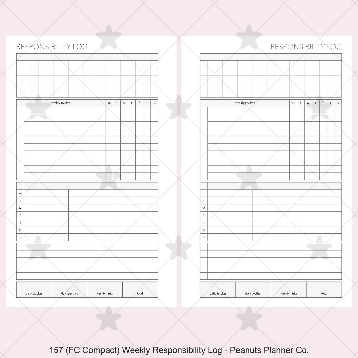 157: Weekly Responsibility Log Children Kids Chores Allowance Tracker Wo1P