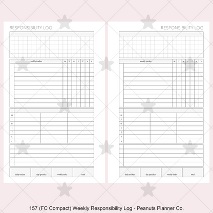 157: Weekly Responsibility Log Children Kids Chores Allowance Tracker Wo1P