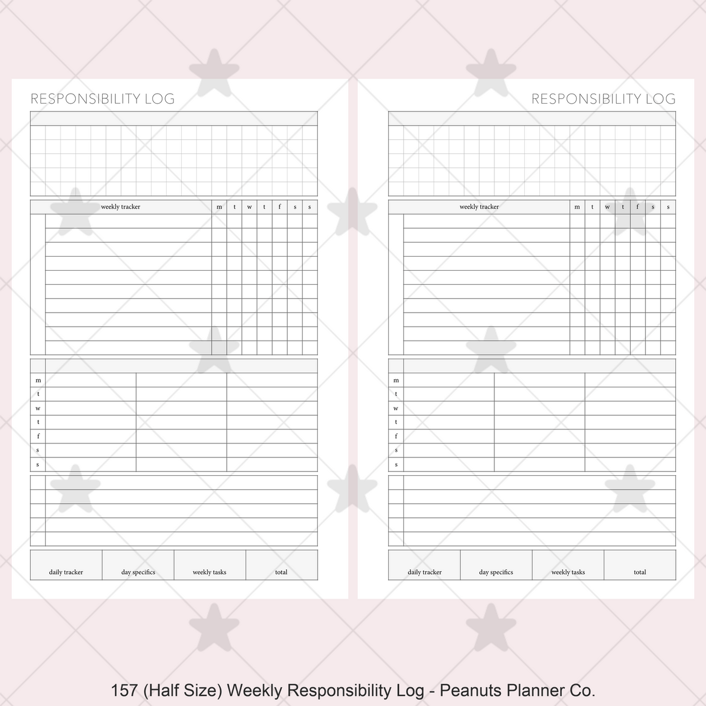 157: Weekly Responsibility Log Children Kids Chores Allowance Tracker Wo1P