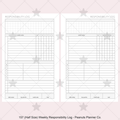 157: Weekly Responsibility Log Children Kids Chores Allowance Tracker Wo1P