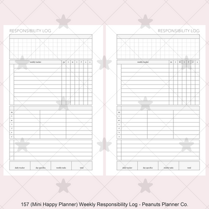 157: Weekly Responsibility Log Children Kids Chores Allowance Tracker Wo1P
