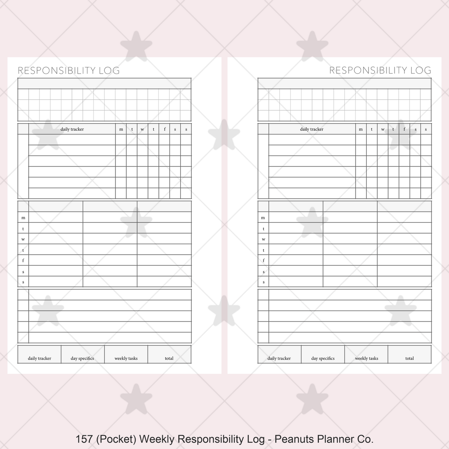 157: Weekly Responsibility Log Children Kids Chores Allowance Tracker Wo1P