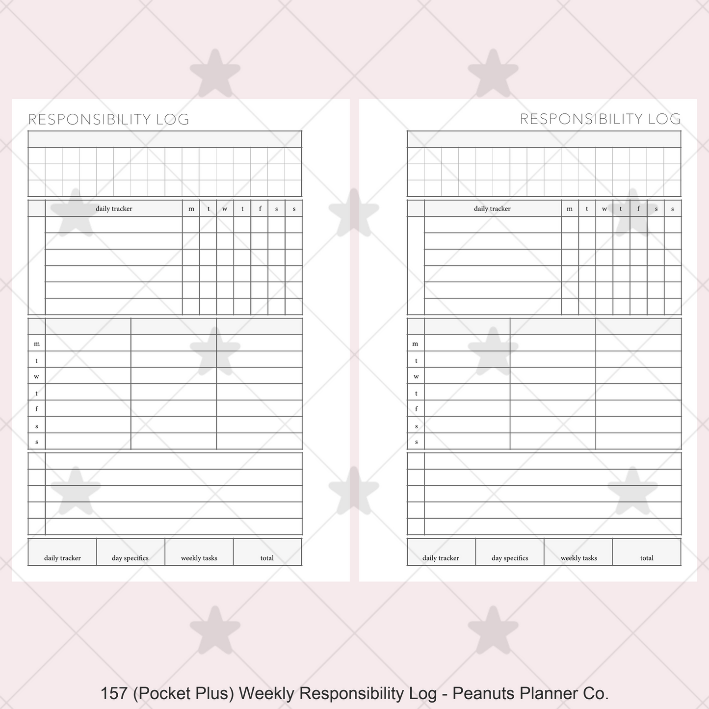 157: Weekly Responsibility Log Children Kids Chores Allowance Tracker Wo1P