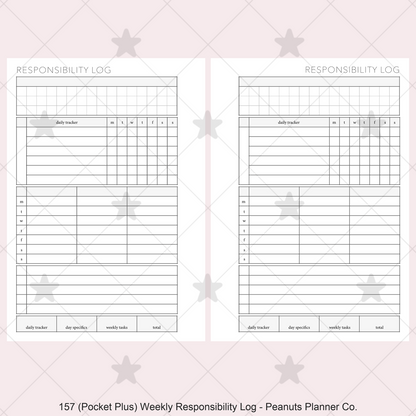 157: Weekly Responsibility Log Children Kids Chores Allowance Tracker Wo1P