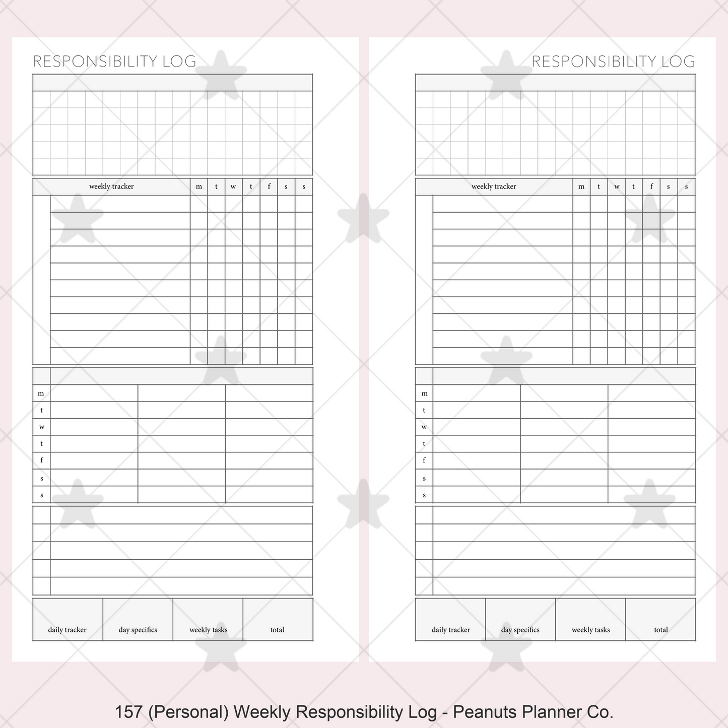 157: Weekly Responsibility Log Children Kids Chores Allowance Tracker Wo1P