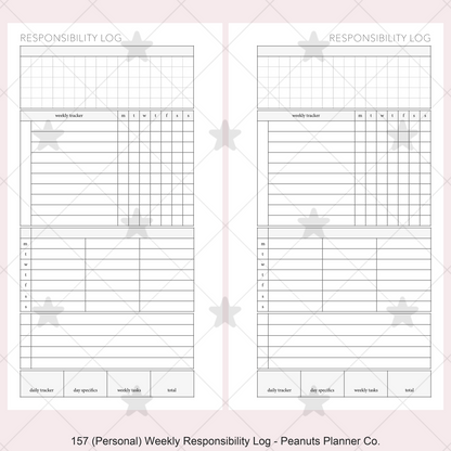 157: Weekly Responsibility Log Children Kids Chores Allowance Tracker Wo1P