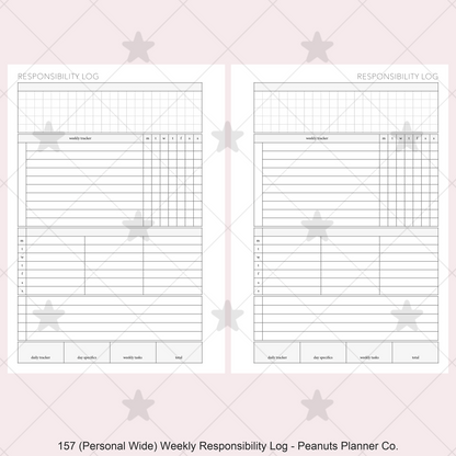 157: Weekly Responsibility Log Children Kids Chores Allowance Tracker Wo1P