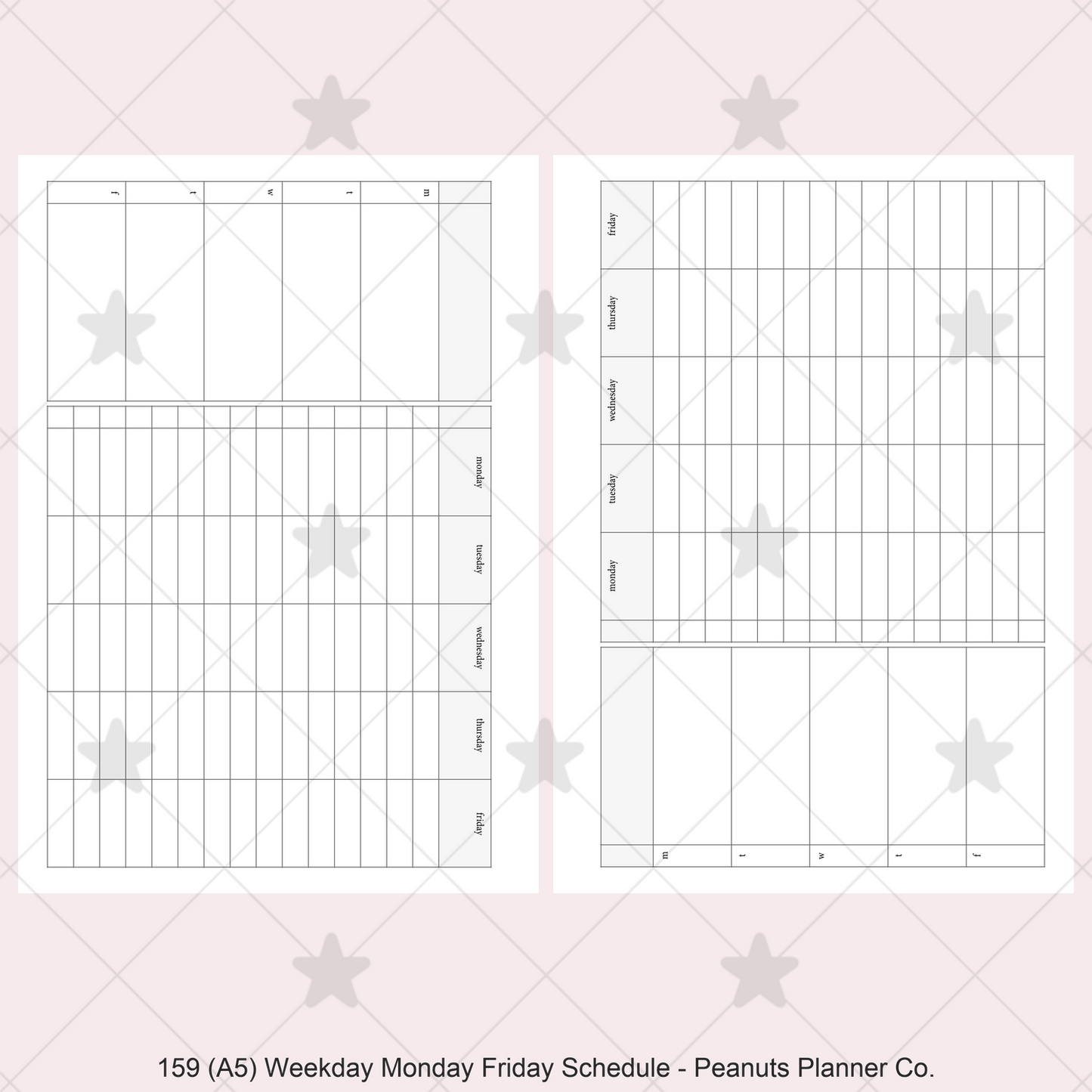 159: Weekday Monday Friday Schedule Horizontal