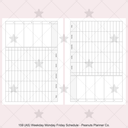159: Weekday Monday Friday Schedule Horizontal