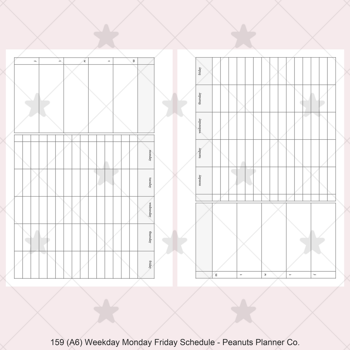 159: Weekday Monday Friday Schedule Horizontal
